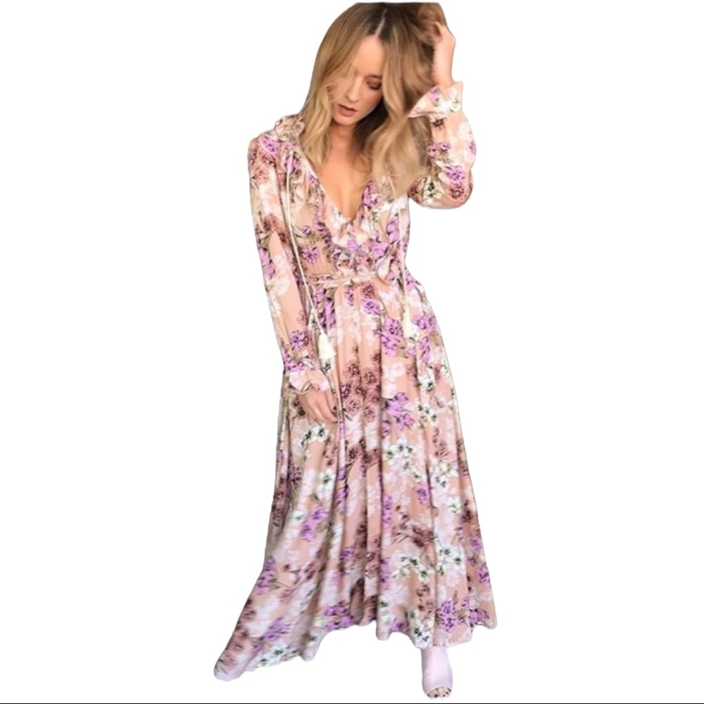 Jaase Anthropologie Ever Lily Pink Floral Boho Dress Medium